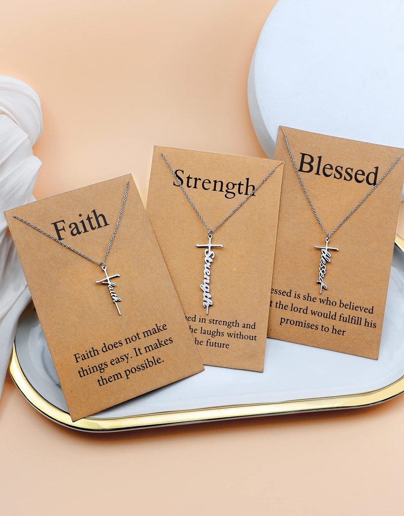 Lcherry Jesus Cross Pendant Necklace Stainless Steel Cross Necklace Religious Jewelry for Women - Image 5